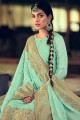 Green Jacquard Palazzo Suit with Jacquard