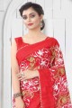 Red Thread Net Saree