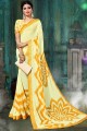 Yellow Printed Printed Saree in Georgette