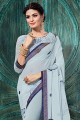 Ravishing Printed Saree in Grey Georgette