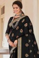 Black Printed Saree in Chanderi