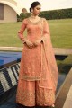 Palazzo Suit in Peach Soft Net with Soft Net
