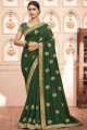 Stunning Silk Embroidered Green Saree with Blouse