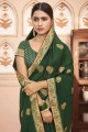 Stunning Silk Embroidered Green Saree with Blouse