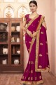 Silk Embroidered Purple Saree with Blouse
