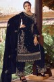 Appealing Faux Georgette Palazzo Suit with Faux Georgette in Navy Blue