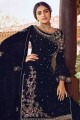 Appealing Faux Georgette Palazzo Suit with Faux Georgette in Navy Blue