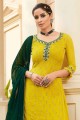 Yellow Faux Georgette Palazzo Suit with Faux Georgette