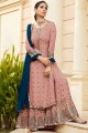 Faux Georgette Palazzo Suit with Faux Georgette in Rose Pink