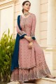 Faux Georgette Palazzo Suit with Faux Georgette in Rose Pink