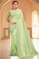 Crepe Sequins pista  Saree with Blouse