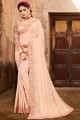 Peach Saree with Sequins Crepe
