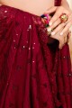 Maroon Saree in Satin Georgette with Sequins