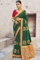 Green Silk Embroidered Saree with Blouse
