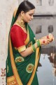 Green Silk Embroidered Saree with Blouse