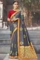 Glorious Saree in Grey Silk with Embroidered