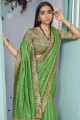 Dazzling Green Silk Embroidered Saree with Blouse