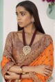 Contemporary Silk Embroidered Orange Saree with Blouse