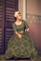 Lehenga Choli in Olive green Net with Embroidered
