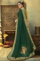 Embroidered Chiffon Saree in Green