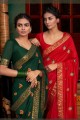 Luring Silk Saree in Green with Embroidered