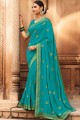 Ravishing Embroidered Silk Saree in Blue with Blouse