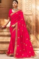 Ethinc Silk Saree in Pink with Embroidered