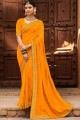 Splendid Silk Saree in Yellow with Embroidered