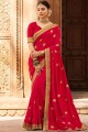 Embroidered Silk Red Saree Blouse