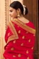 Embroidered Silk Red Saree Blouse