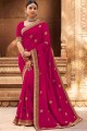 Silk Embroidered Magenta Saree with Blouse