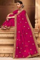 Silk Embroidered Magenta Saree with Blouse