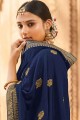 Blue Silk Embroidered Saree with Blouse