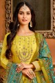 Silk Taffeta Anarkali Suit in Yellow