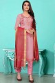 Chanderi Salwar Kameez in Light Pink Chanderi