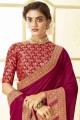 Silk South Indian Saree in Burgundy  with Weaving