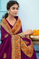 Purple Silk Thread South Indian Saree with Blouse
