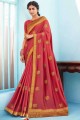 Thread South Indian Saree in Pink Silk