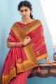 Thread South Indian Saree in Pink Silk