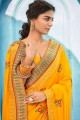 Silk Thread Yellow South Indian Saree with Blouse