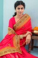 Pink South Indian Saree with Thread Silk