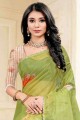 Indian Ethnic Embroidered Silk Saree in Green with Blouse