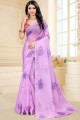 Exquisite Silk Violet Saree in Embroidered