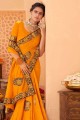 Silk Patch Drop golden Karvachauth Saree with Blouse