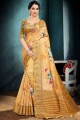 Indian yellow Saree in Cotton with Weaving