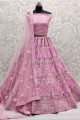 Muted Pink Net Lehenga Choli with Embroidered