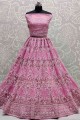 Muted Pink Net Lehenga Choli with Embroidered