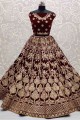 Velvet Lehenga Choli with Embroidered in Bulgarian rose