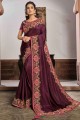 Georgette and silk Saree in Congo brown with Thread