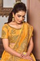 Georgette Saree with Resham in Indian yellow